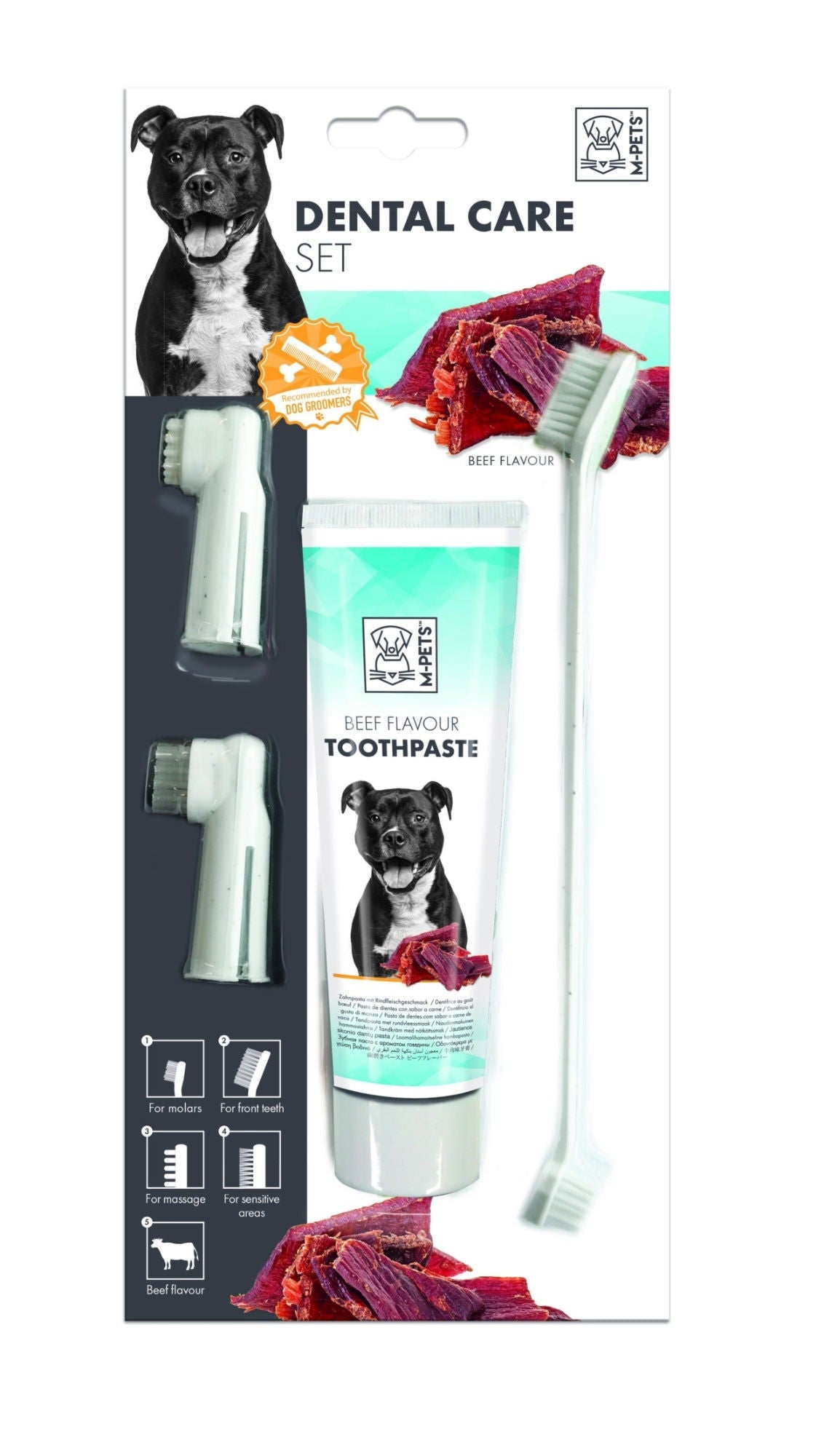 M-PETS Dental Care Set - Beef Flavor Toothpaste Kit