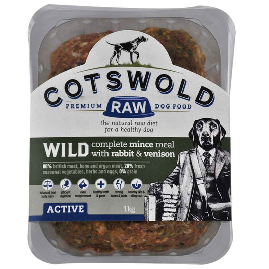 Cotswold Raw Working Dog Active Wild Rabbit and Venison Mince 1kg