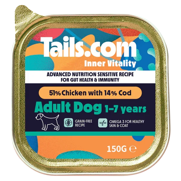 Tails.com Inner Vitality Sensitive Adult Chicken & Cod Alu Tray 150g