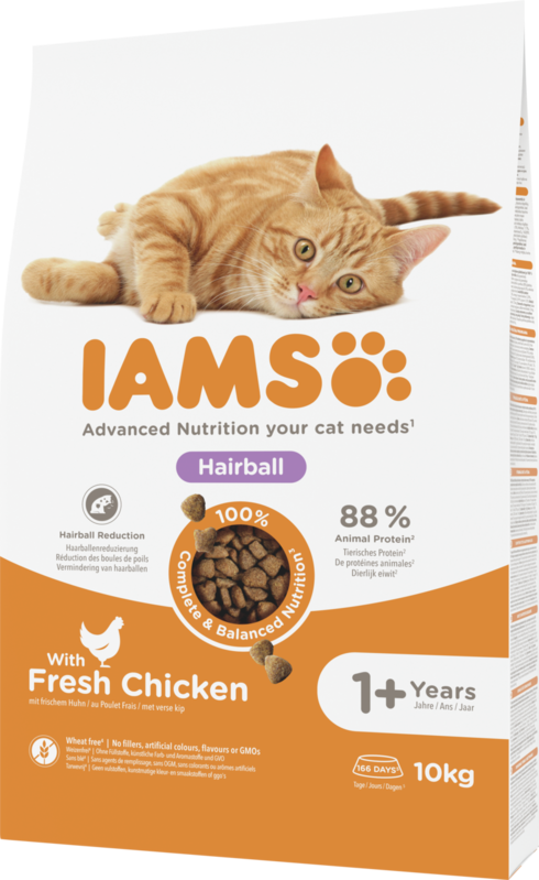 IAMS Advanced Nutrition Hairball Cat Food with Fresh Chicken 10kg