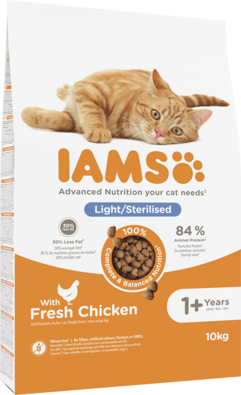 IAMS Advanced Nutrition Light/Sterilised Cat Food with Fresh Chicken 10kg