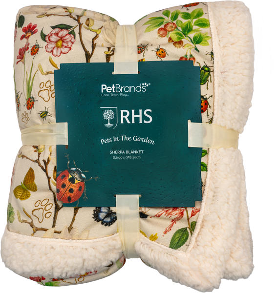 RHS Pets in the Garden Printed Sherpa Blanket