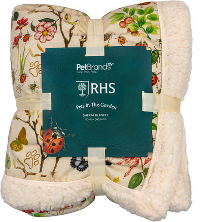 RHS Pets in the Garden Printed Sherpa Blanket