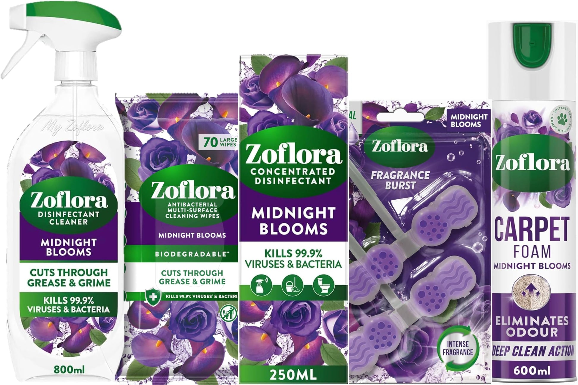 Zoflora Midnight Blooms Household Cleaning Bundle – 5 Piece
