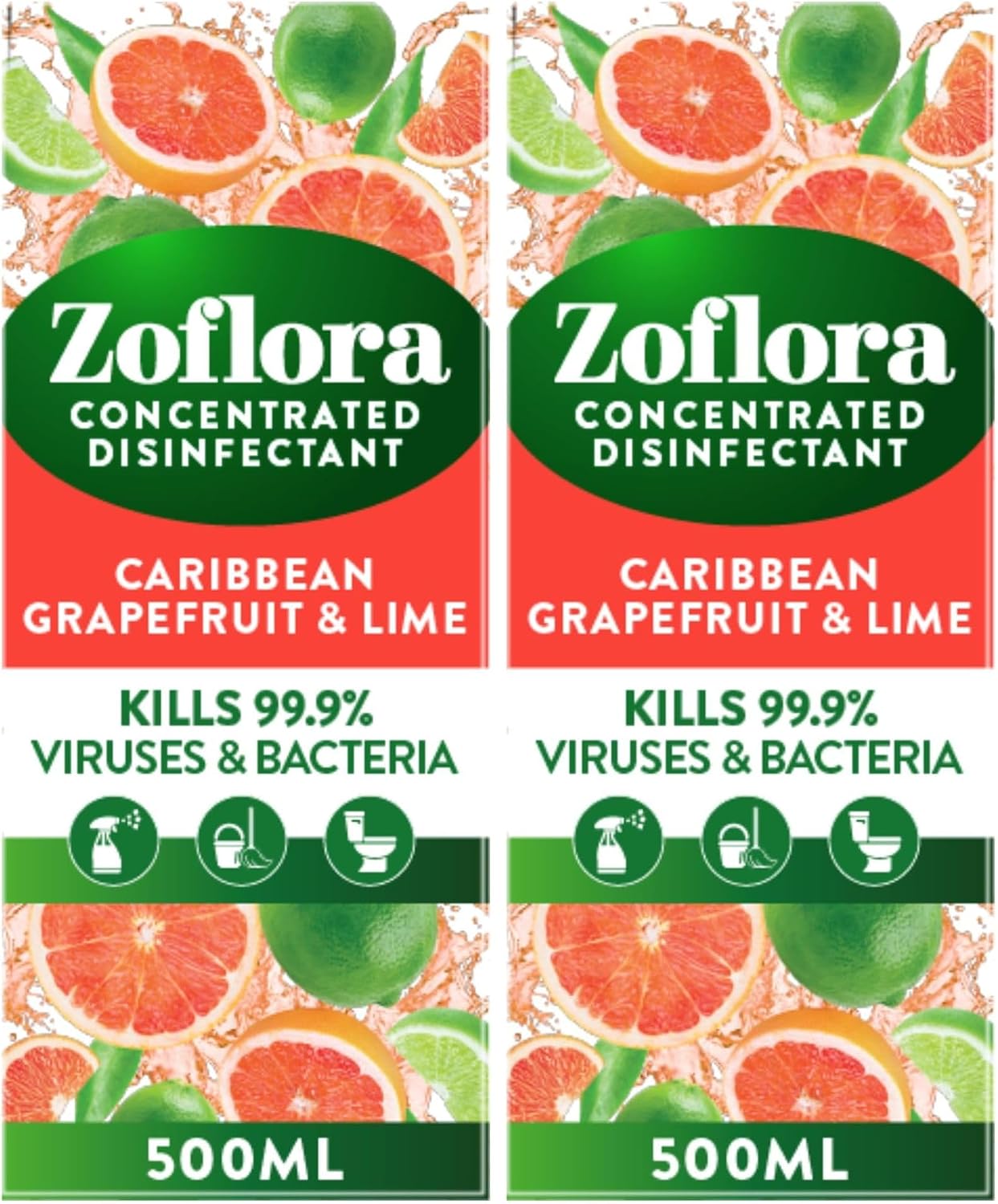 Zoflora Caribbean Grapefruit Concentrated Disinfectant – 2 x 500ml