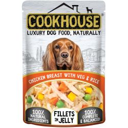 Cookhouse Dog Chicken Breast with Veg & Rice Fillets in Jelly, 100g x 15