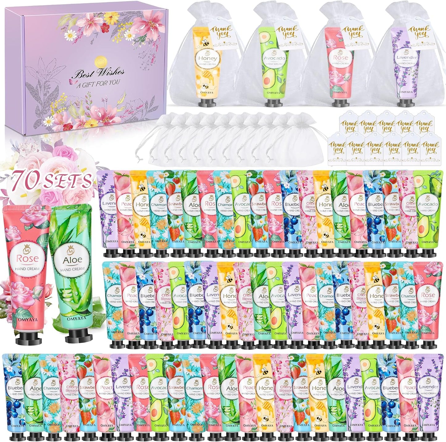 70 Sets Mini Hand Cream Gift Set – 210 Pieces