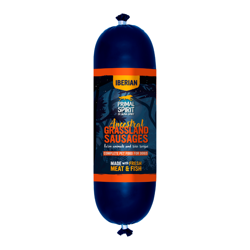 Primal Spirit Iberian Ancestral Grassland Complete Wet Sausage for Adult Dogs (1kg) - North East Pet Shop