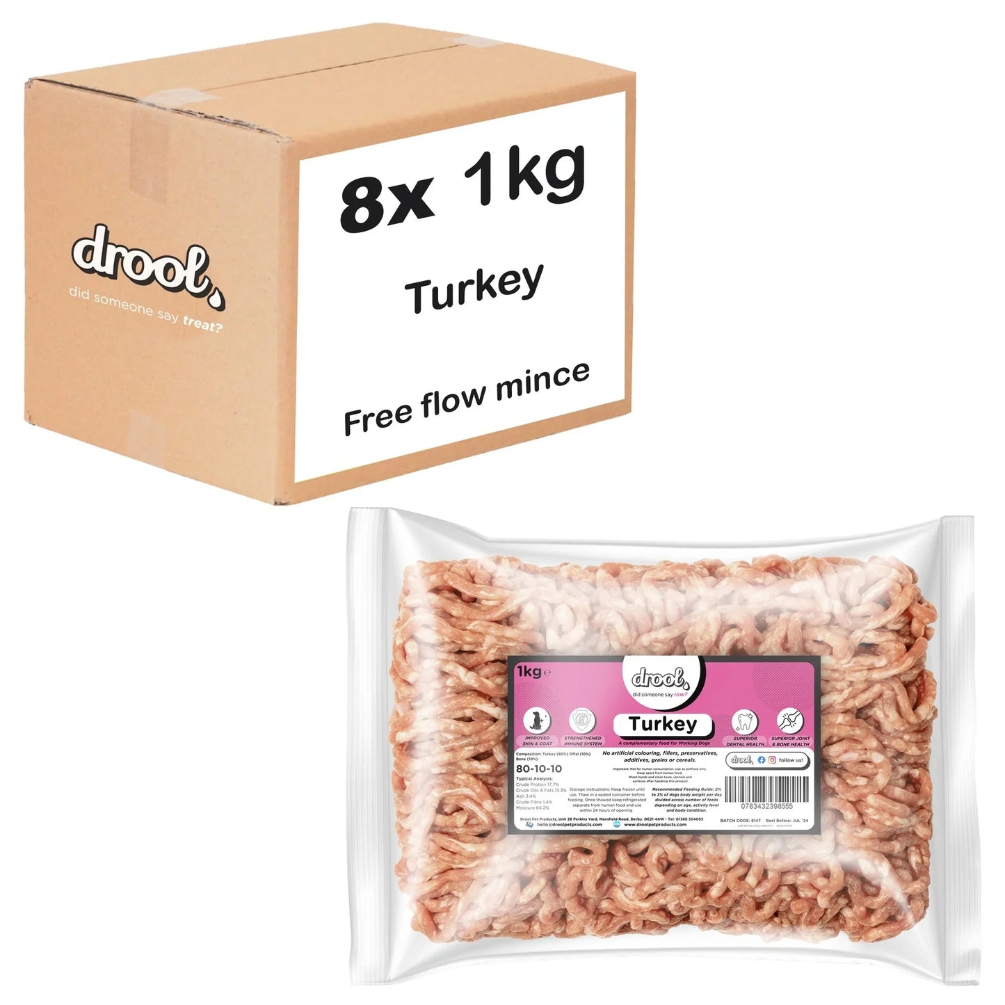 Drool Mince Freeflow Turkey 1kg