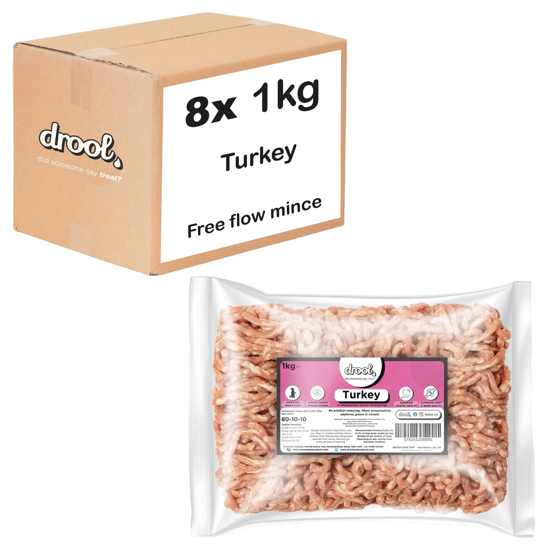 Drool Mince Freeflow Turkey 1kg