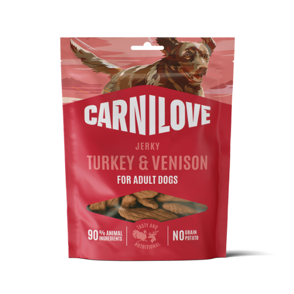 Carnilove Jerky Turkey & Venison Jerky Dog Treats 100g