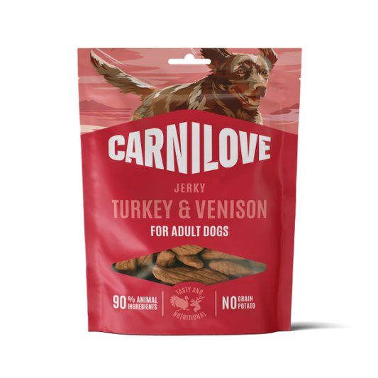 Carnilove Jerky Turkey & Venison Jerky Dog Treats 100g