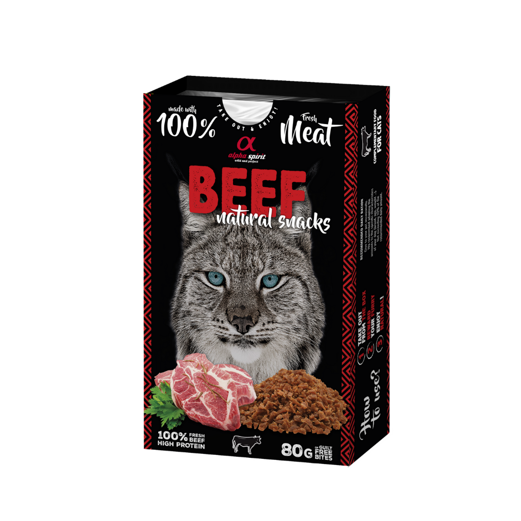 Alpha Spirit Beef Natural Cat Treats (80g) - North East Pet Shop