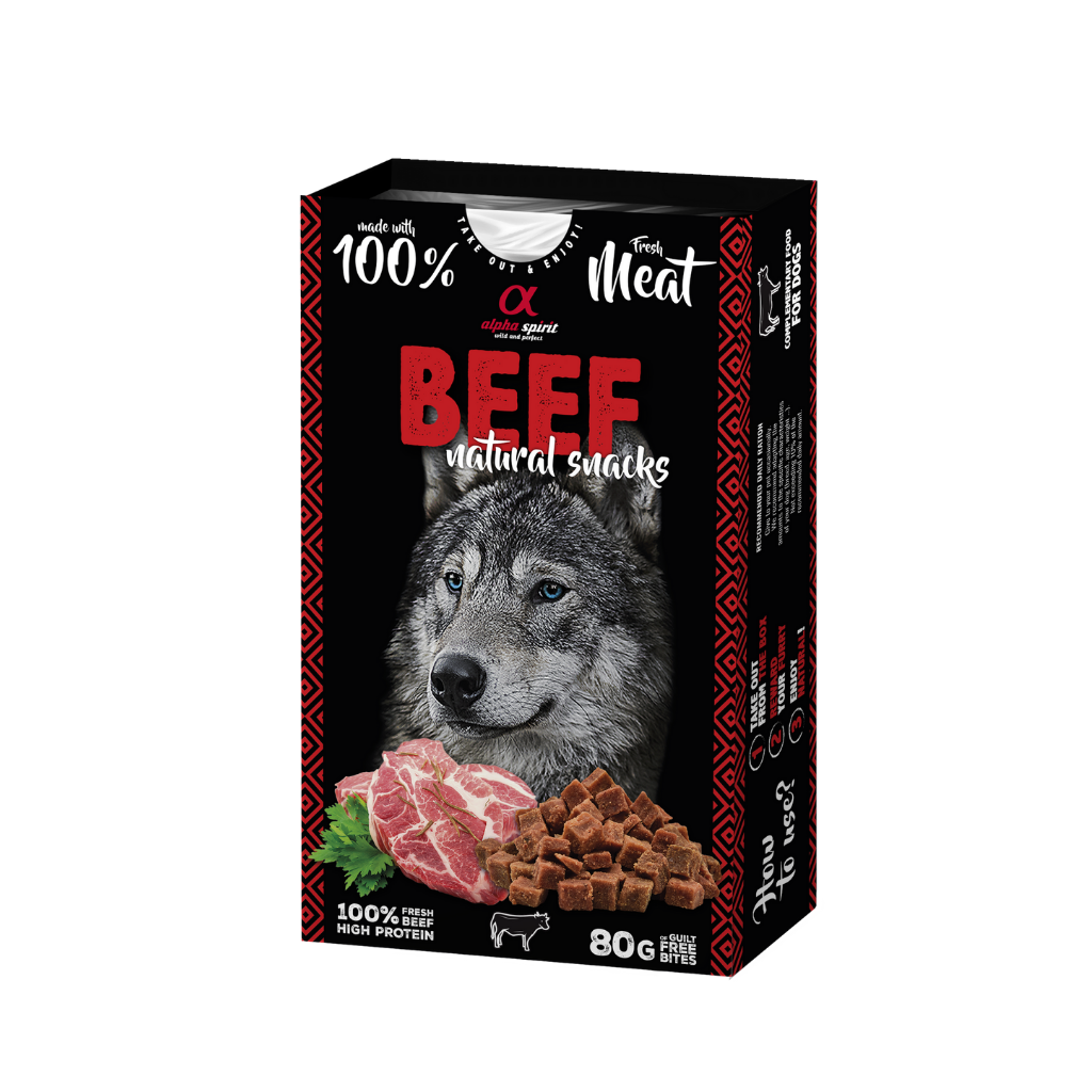 Alpha Spirit Beef Natural Dog Treats (80g) - North East Pet Shop