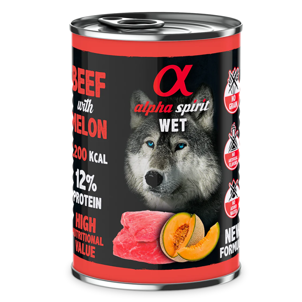 Alpha Spirit Beef with Melon Complete Wet Canned Dog Food (6 x 400g) - North East Pet Shop