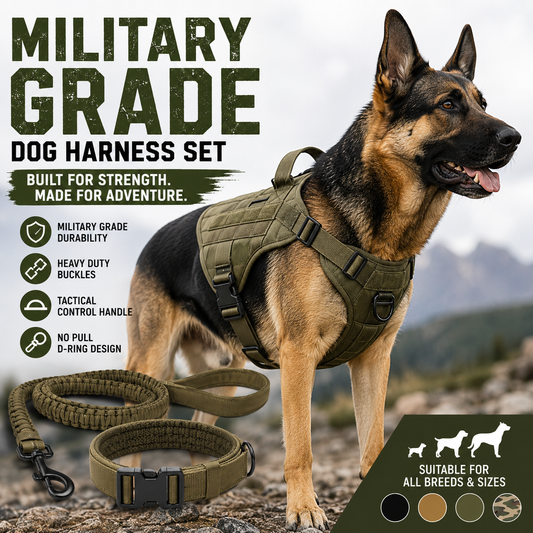 Military Grade Tactical Dog Harness Set - Lead Only / Brown / (Lead Only)