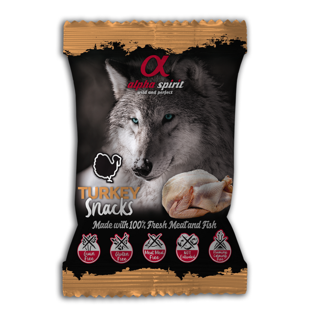 Alpha Spirit Turkey Dog Treats (24 x 50g) - North East Pet Shop