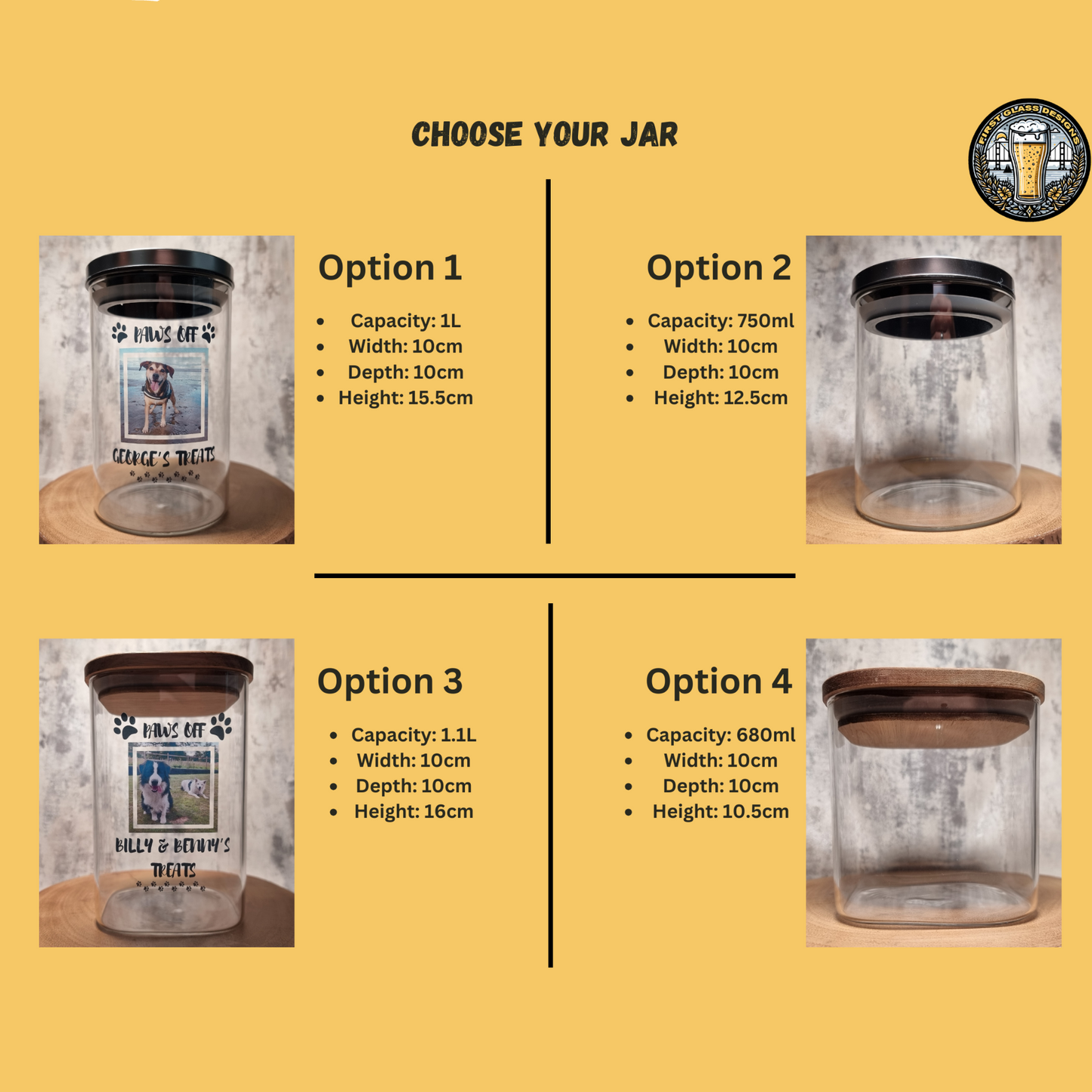 Personalised Pet Treat Jar | Custom Photo Dog Cat Glass Jar Gift