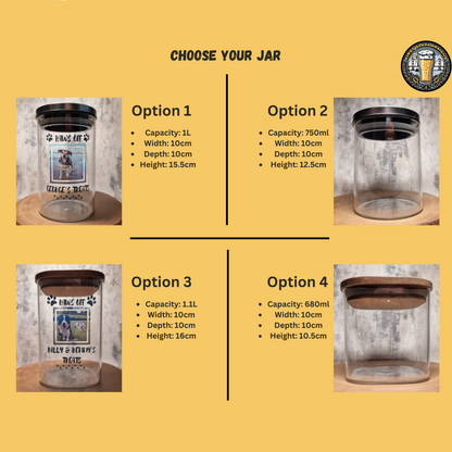 Personalised Pet Treat Jar | Custom Photo Dog Cat Glass Jar Gift