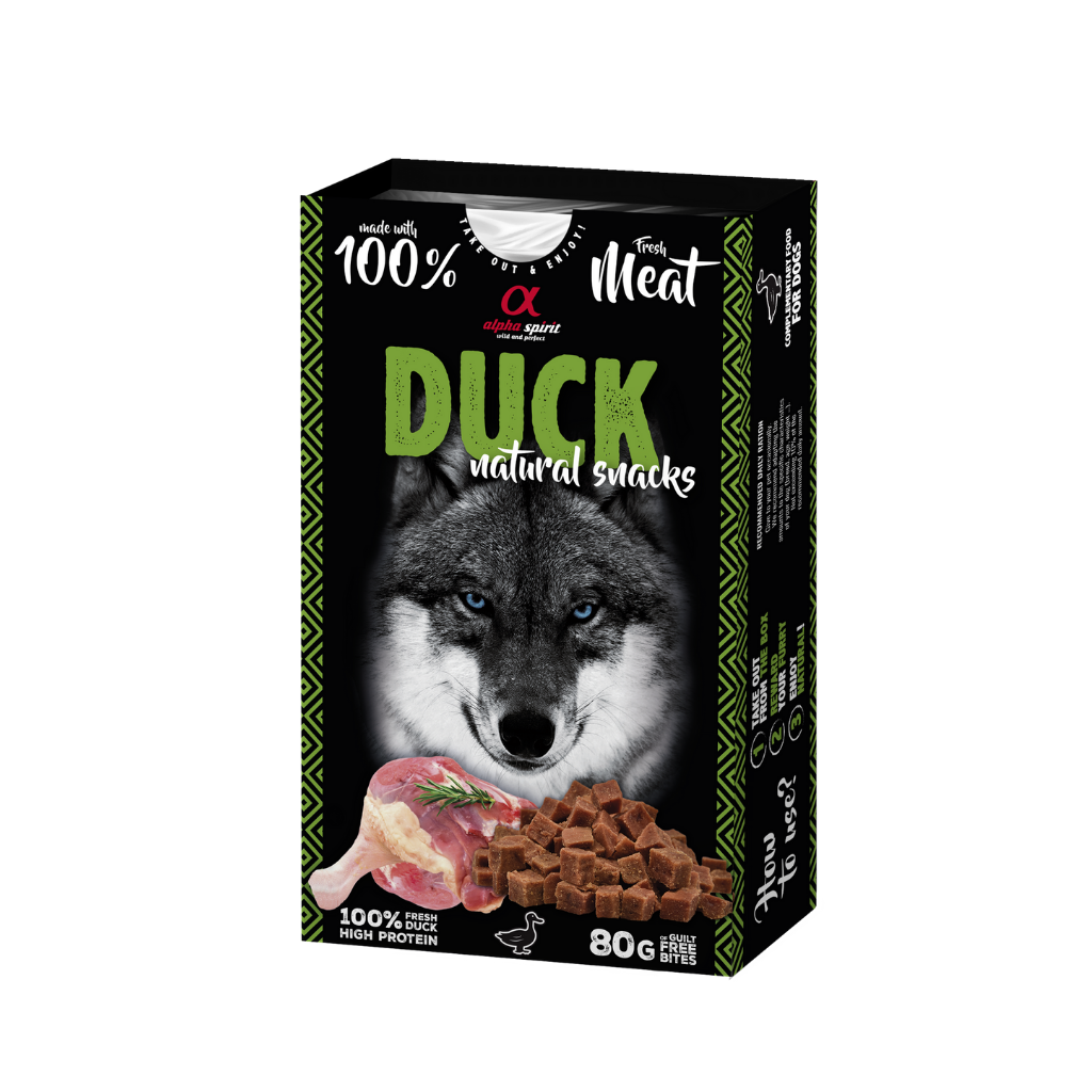 Alpha Spirit Duck Natural Dog Treats (80g) - North East Pet Shop