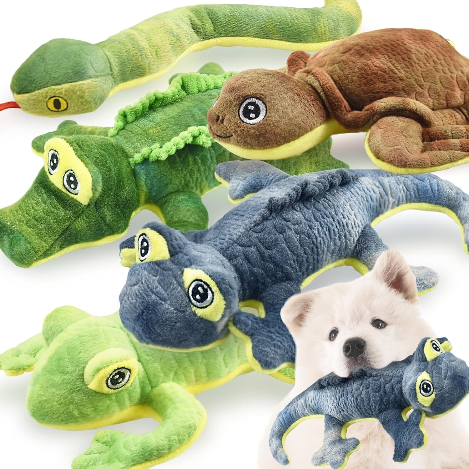 LECHONG Woodland Squeaky Dog Toys – 5 Pack