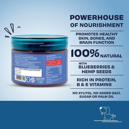 Pawfect Peanut Butter with Blueberry & Hemp Seeds 275g
