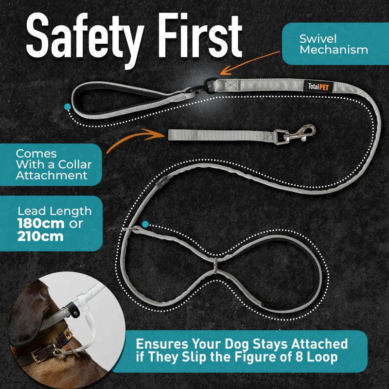 Total Pet Swivel Flat Figure 8 Dog Lead 210cm - RSP £23.99
