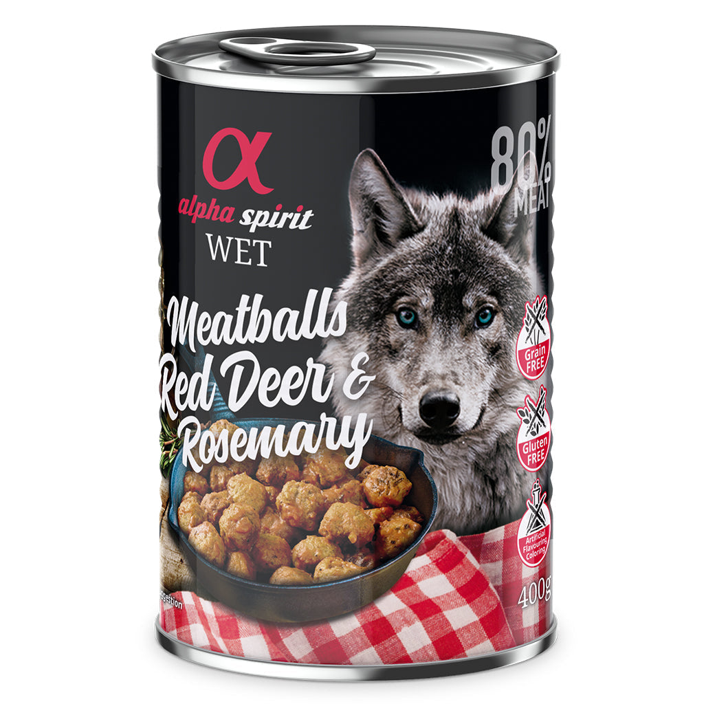 Alpha Spirit Deer with Rosemary Canned Meatballs for Dogs (6 x 400g) - North East Pet Shop