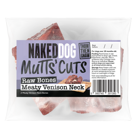 Naked Dog Mutts' Cuts Extra Meaty Venison Neck Bones 300g (2 Pack)