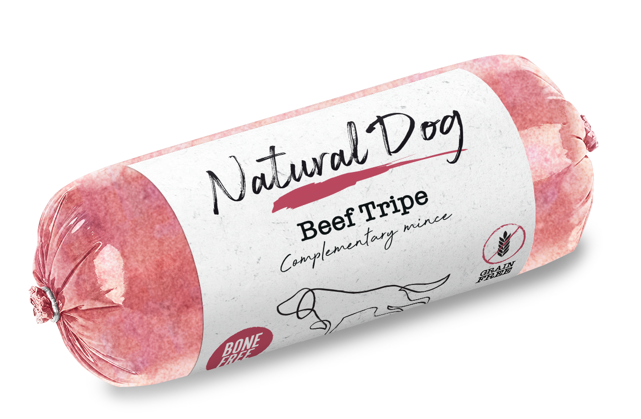 Natural Dog Beef Tripe Bone Free Chubs - Tray of 10 x 500g (5kg)