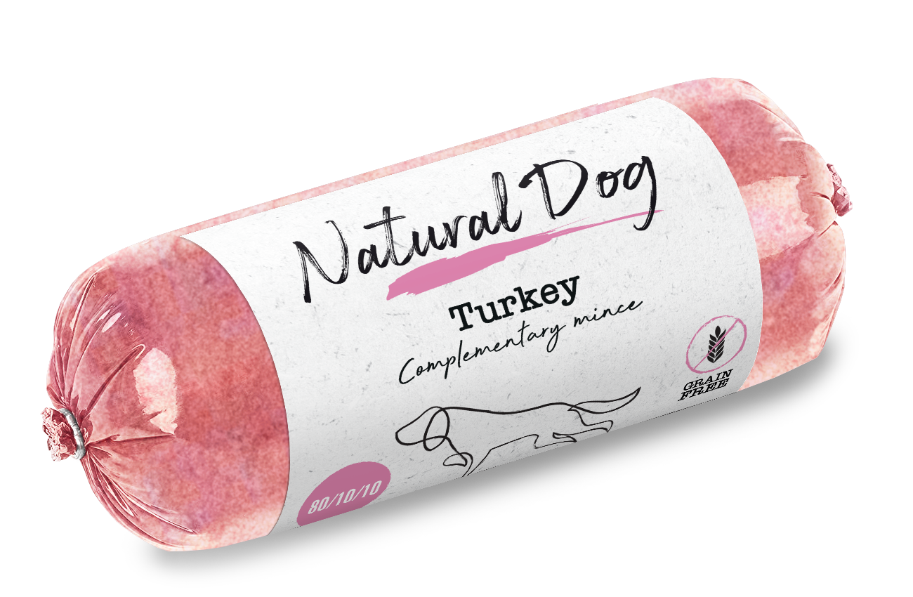 Natural Dog Turkey 80/10/10 Chubs - Tray of 10 x 500g (5kg)