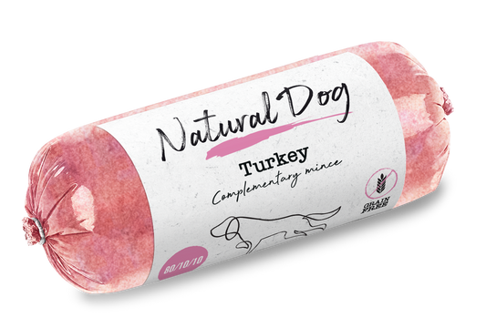 Natural Dog Turkey 80/10/10 Chubs - Tray of 10 x 500g (5kg)