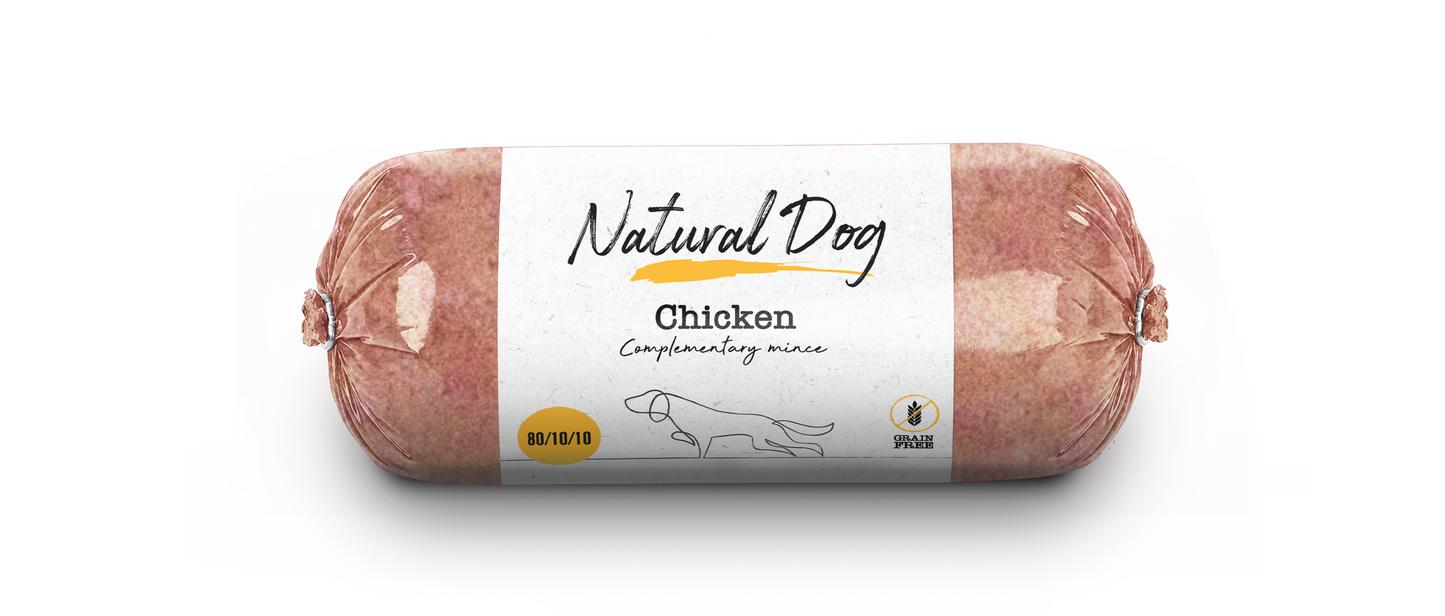 Natural Dog Chicken 80/10/10 Chubs - Tray of 10 x 500g (5kg)