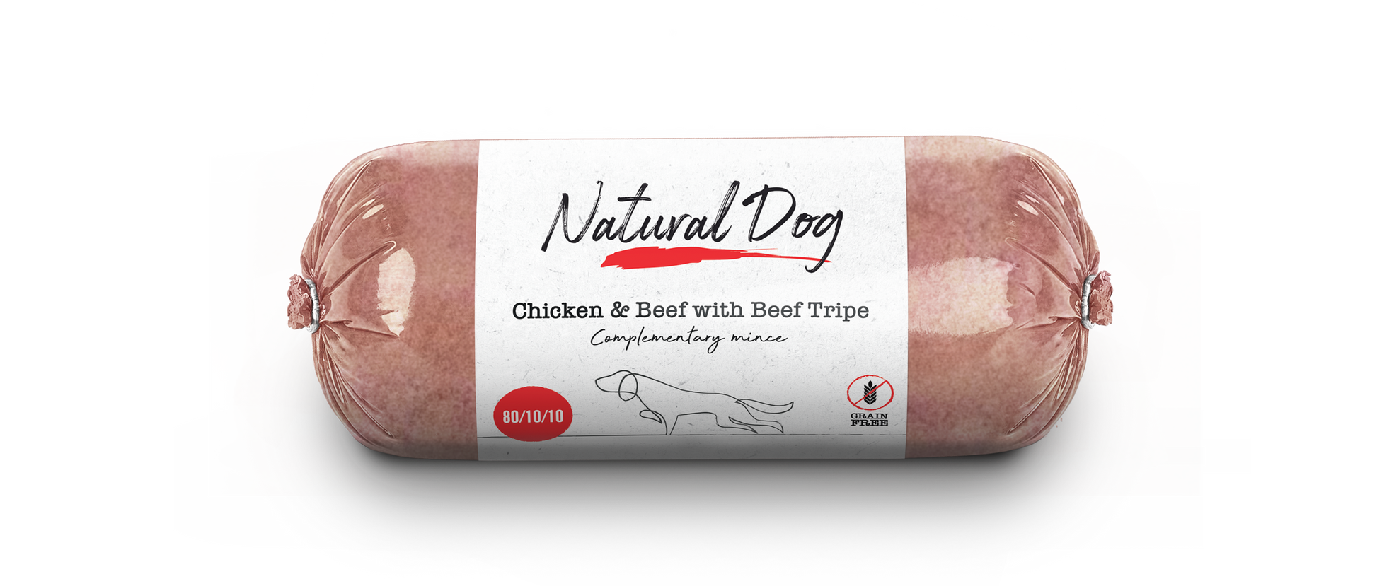 Natural Dog Chicken & Beef with Beef Tripe 80/10/10 Chubs - Tray of 10 x 500g (5kg)