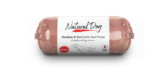 Natural Dog Chicken & Beef with Beef Tripe 80/10/10 Chubs - Tray of 10 x 500g (5kg)