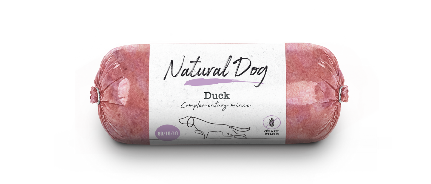 Natural Dog Duck 80/10/10 Chubs - Tray of 10 x 500g (5kg)