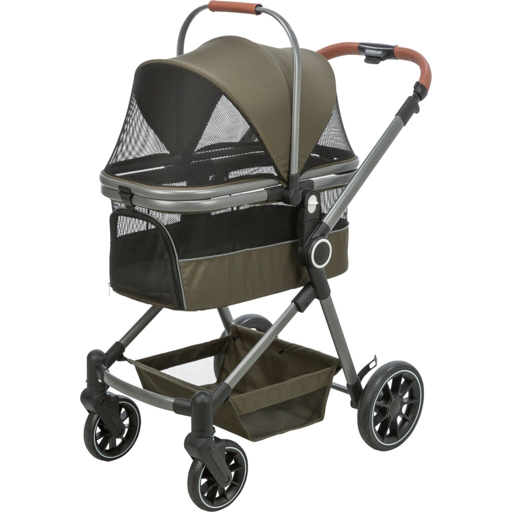 Trixie Dog stroller for dogs up to 22 kg, with a removable basket and rain cover – 56 × 101 × 100 cm, 7.5 kg, olive green – image 2