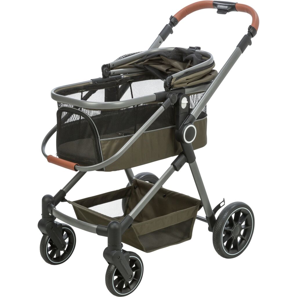 Trixie Dog stroller for dogs up to 22 kg, with a removable basket and rain cover – 56 × 101 × 100 cm, 7.5 kg, olive green – image 4