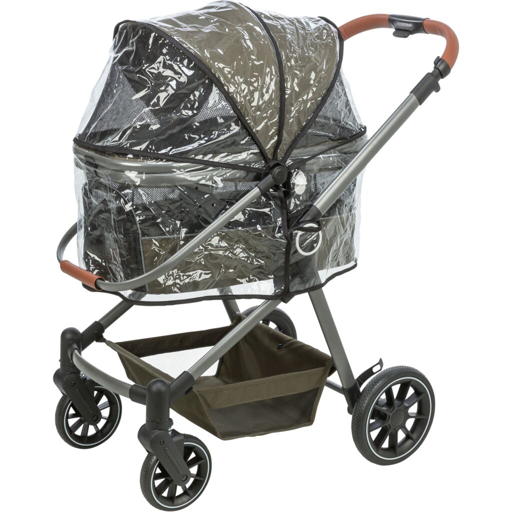 Trixie Dog stroller for dogs up to 22 kg, with a removable basket and rain cover – 56 × 101 × 100 cm, 7.5 kg, olive green – image 5