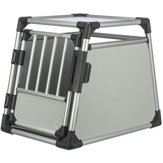 Trixie Transport Box, Aluminium – M: 53 × 61 × 74 cm, light grey/silver