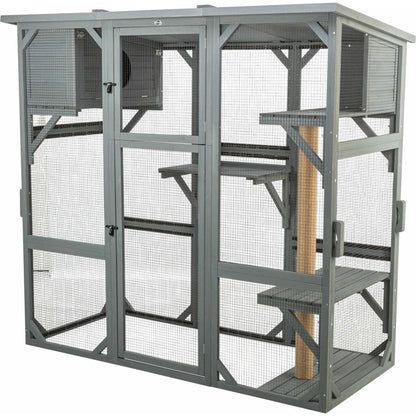 Trixie Outdoor cat enclosure with cave, lying areas and jute post – 181 × 169 × 88 cm, grey – image 3