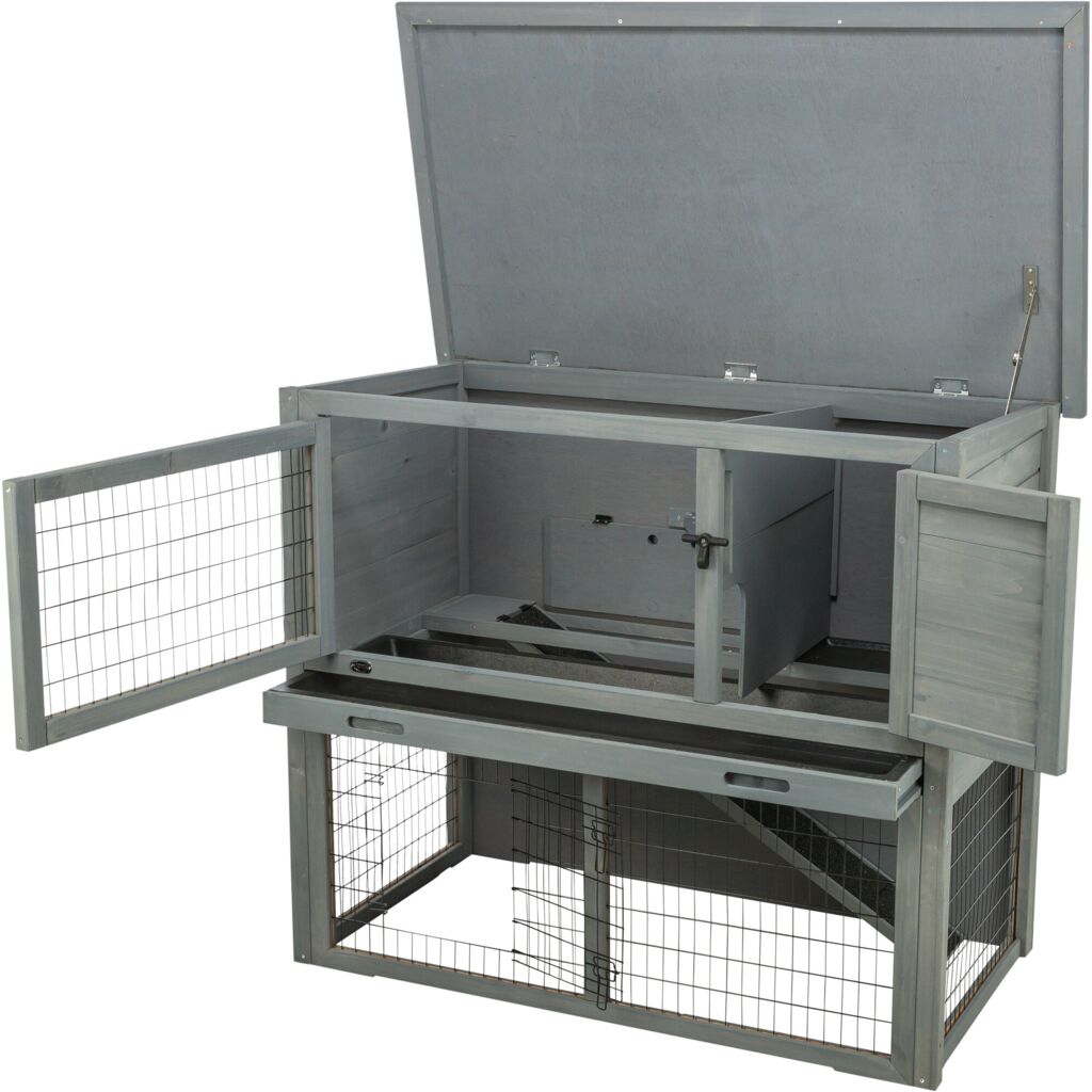 Trixie Small Animal Hutch with Enclosure – 116 × 97 × 63 cm, grey – image 3