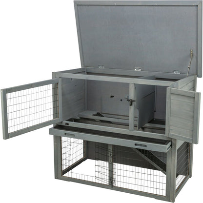 Trixie Small Animal Hutch with Enclosure – 116 × 97 × 63 cm, grey – image 3