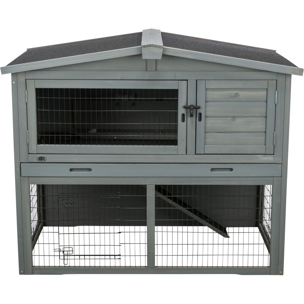 Trixie Small Animal Hutch with Enclosure – 124 × 102 × 78 cm, grey – image 3
