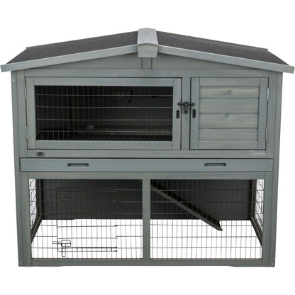 Trixie Small Animal Hutch with Enclosure – 124 × 102 × 78 cm, grey – image 3