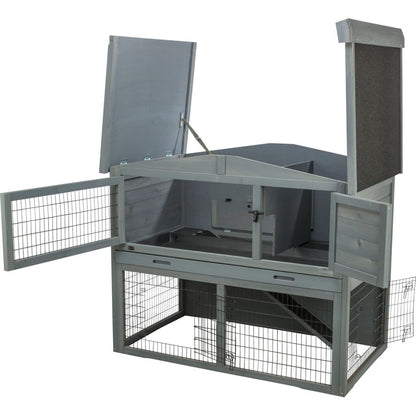 Trixie Small Animal Hutch with Enclosure – 124 × 102 × 78 cm, grey – image 2