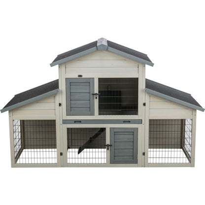 Trixie Small Animal Hutch with Enclosure – 175 × 110 × 70 cm, grey – image 2