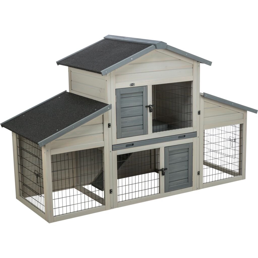 Trixie Small Animal Hutch with Enclosure – 175 × 110 × 70 cm, grey – image 3