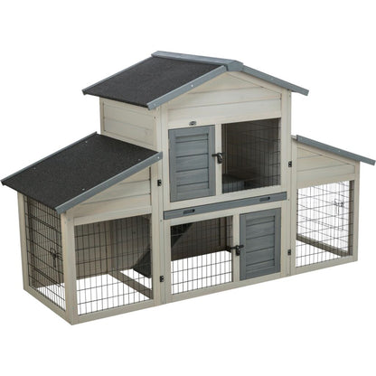 Trixie Small Animal Hutch with Enclosure – 175 × 110 × 70 cm, grey – image 3