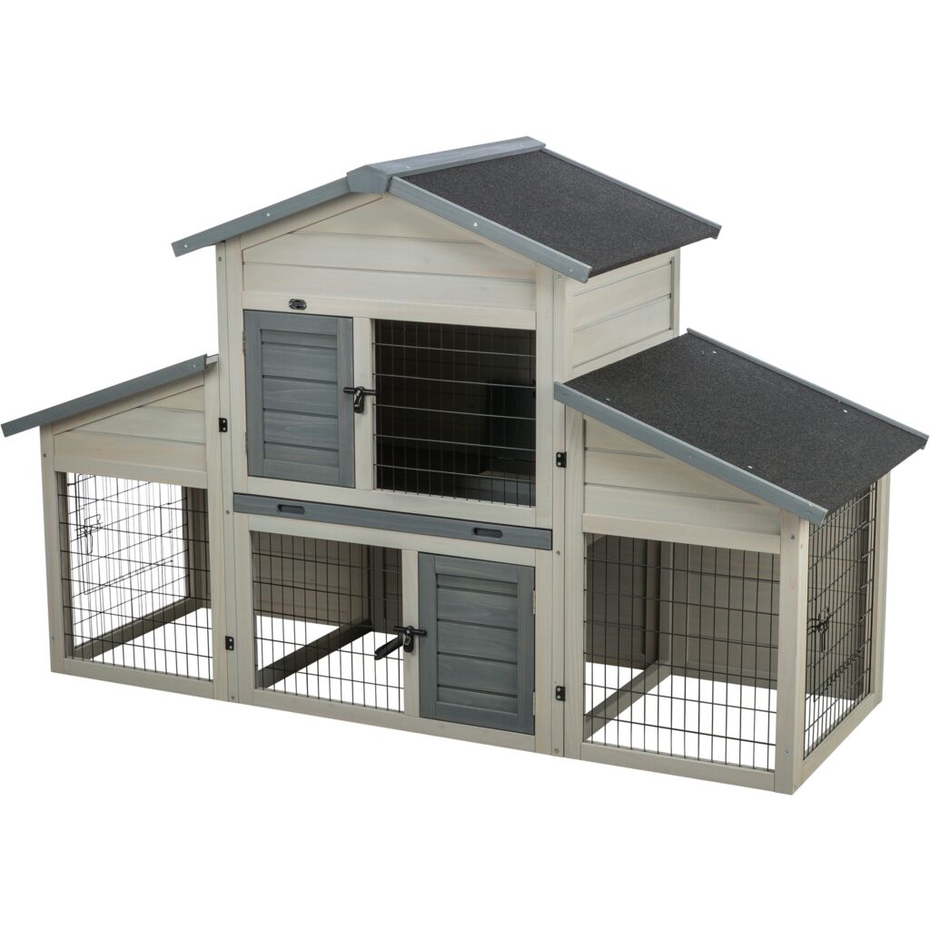 Trixie Small Animal Hutch with Enclosure – 175 × 110 × 70 cm, grey – image 4